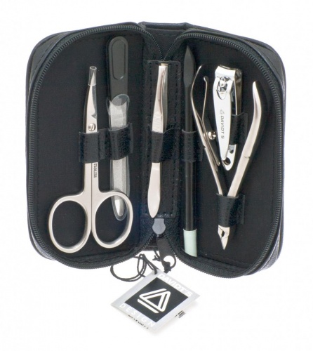 DavidT's Quality 6 Piece Manicure Grooming Kit Black Leather - 474030 ...